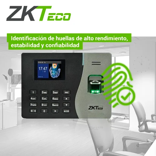 Reloj Marcador Biométrico Zkteco K14 con reconocimiento de huella digital Negro/Gris